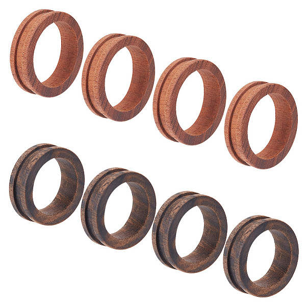 

PandaHall DELORIGIN 8Pcs 2 Style Wood Grooved Finger Ring Settings, Ring Core Blank, for Inlay Ring Jewelry Making, Mixed Color, Inner..., Multicolor