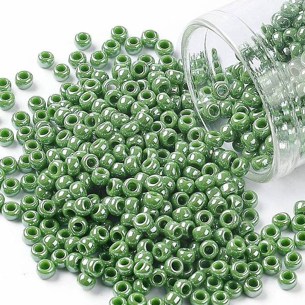 

PandaHall TOHO Round Seed Beads, Japanese Seed Beads, (130) Opaque Luster Mint Green, 8/0, 3mm, Hole: 1mm, about 222pcs/10g Glass Green