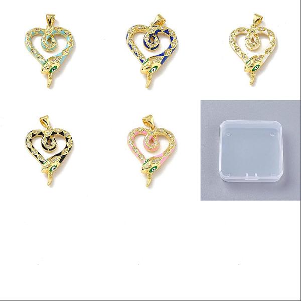 

PandaHall 5Pcs 5 Colors Brass Micro Pave Clear Cubic Zirconia Pendants, with Enamel, Real 18K Gold Plated, Lead Free & Cadmium Free & Nickel..., Multicolor