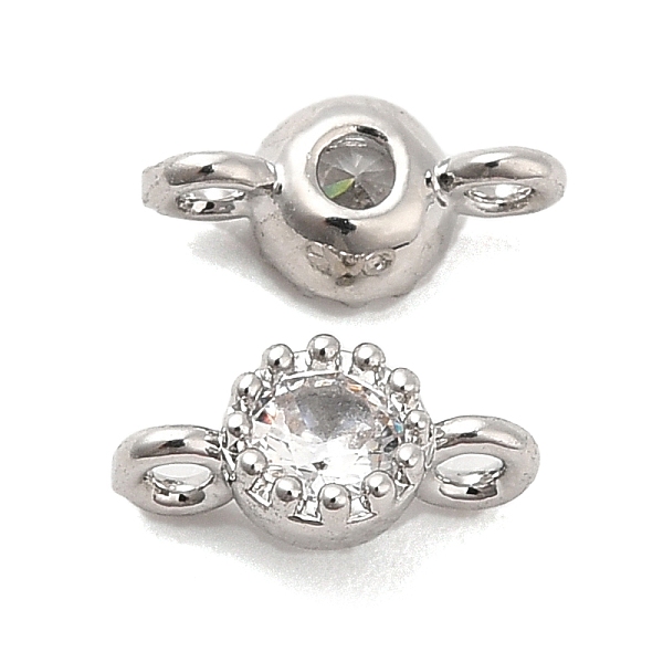 

PandaHall Brass Pave Clear Glass Connector Charms, Single Stone Flat Round Links, Platinum, 8x4x3mm, Hole: 1.2mm Brass+Glass Flat Round...