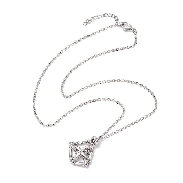 

PandaHall Crystal Stone Cage Pendant Necklaces, with Brass Slider, 304 Stainless Steel Cable Chain Necklaces, Stainless Steel Color, 17.52...