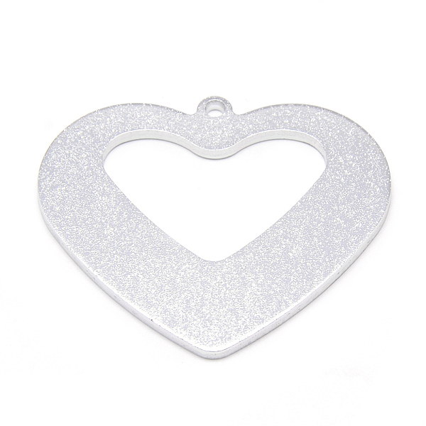 PandaHall Aluminum Pendants, Heart, Silver Color Plated, 47.5x55x2mm, Hole: 2.5mm Aluminum Heart