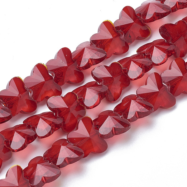 

PandaHall Transparent Glass Beads, Faceted, Butterfly, Dark Red, 12x14.5x7.5mm, Hole: 1mm Glass Butterfly Red