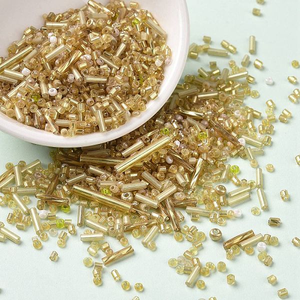 

PandaHall Opaque & Transparent Glass Seed Beads, Round Hole, Round & Column, Gold, 2~2.5x1.3~17mm, Hole: 0.7~1mm, about 16363Pcs/pound Glass...