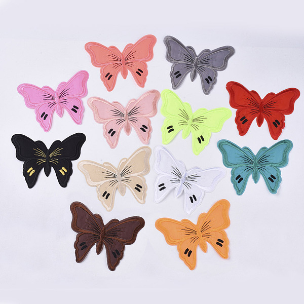 

PandaHall Computerized Embroidery Cloth Iron On/Sew On Patches, Costume Accessories, Appliques, Butterfly, Mixed Color, 100x130x1.5mm, about..., Multicolor