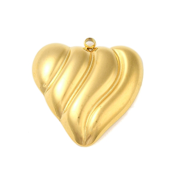 

PandaHall Ion Plating(IP) 304 Stainless Steel Pendants, Heart Charm, Real 18K Gold Plated, 27.5x26x5mm, Hole: 2mm 304 Stainless Steel Heart