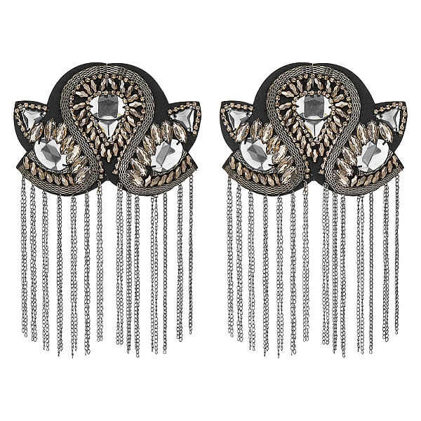 

PandaHall SUPERFINDINGS 2Pcs Iron & Felt Fashion Tassel Epaulette, Detachable Shoulder Badge, with Acrylic & CCB Finding, DIY Clothing...