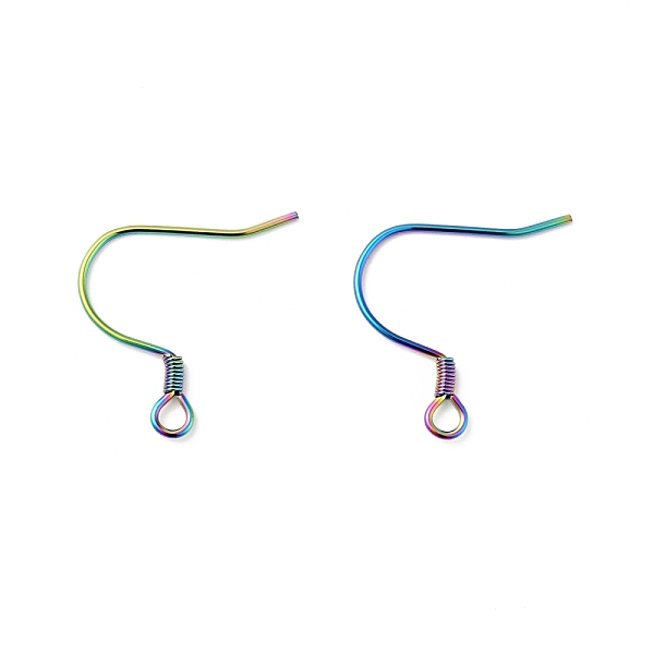 

PandaHall 304 Stainless Steel Earring Hooks, with Horizontal Loops, Rainbow Color, 18~19x18~19x1.5mm, Hole: 2mm, 22 Gauge, Pin: 0.6mm 304...