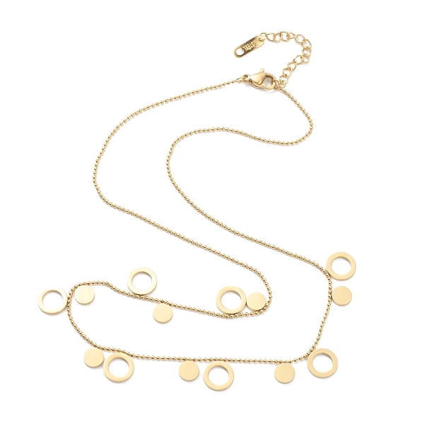 

PandaHall 304 Stainless Steel Pendant Necklaces, with Ball Chains, Ring & Flat Round, Golden, 18.42 inch(46.8cm) 304 Stainless Steel