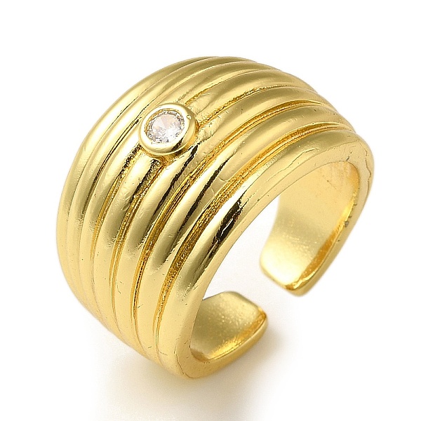 

PandaHall Rack Plating Brass Micro Pave Clear Cubic Zirconia Open Cuff Rings for Women, Real 18K Gold Plated, Inner Diameter: 18mm...