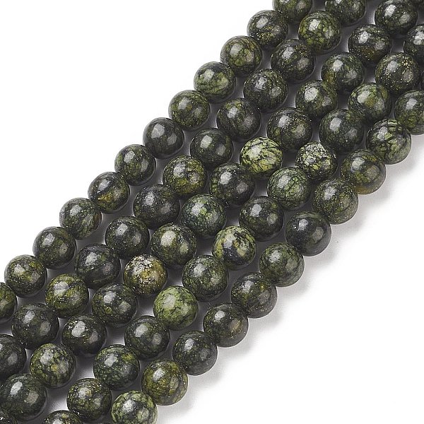 

PandaHall Natural Serpentine/Green Lace Stone Beads Strands, Round, 6mm, Hole: 1mm, about 60~62pcs/strand, 15.35 inch Serpentine Round