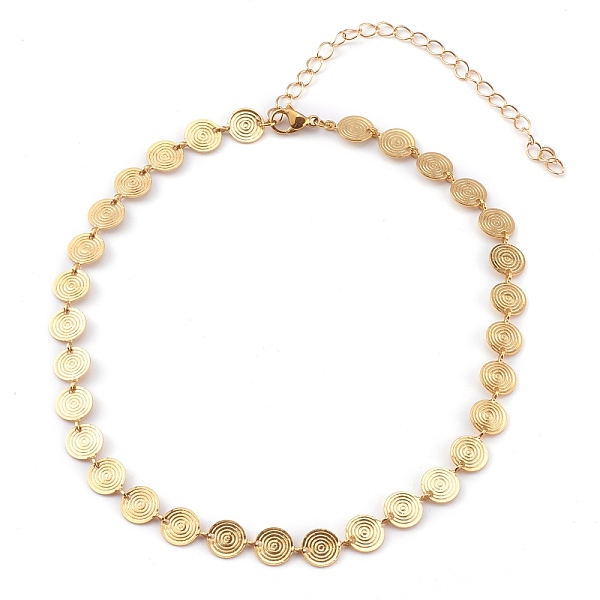 

PandaHall Brass Flat Round Link Chain Necklaces, with 304 Stainless Steel Lobster Claw Clasps, Real 18K Gold Plated, 12.59 inch(32cm) Brass