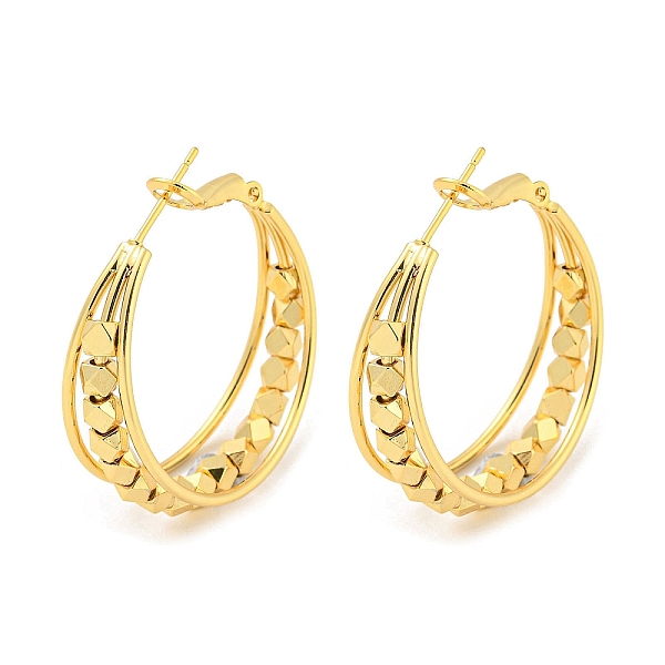 

PandaHall Rack Plating Brass Polygon Beaded Hoop Earrings, Split Earrings, Long-Lasting Plated, Cadmium Free & Lead Free, Real 18K Gold...