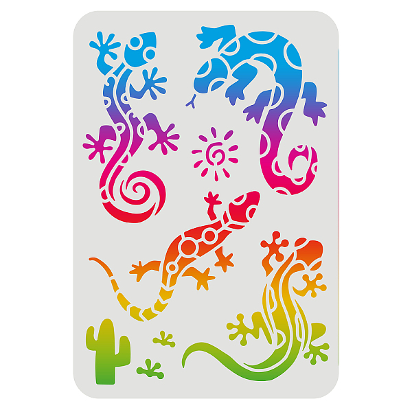 PandaHall FINGERINSPIRE Lizards Stencil 29.7x21cm Aztec Lizard Painting Stencil Reusable Gecko Drawing Stencil Animal Stencil for Painting...