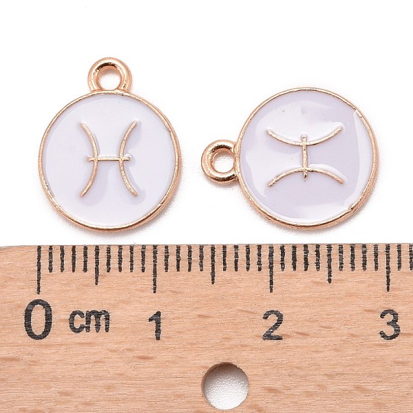 

PandaHall Alloy Enamel Pendants, Cadmium Free & Lead Free, Flat Round with Constellation, Light Gold, White, Pisces, 15x12x2mm, Hole: 1.5mm...