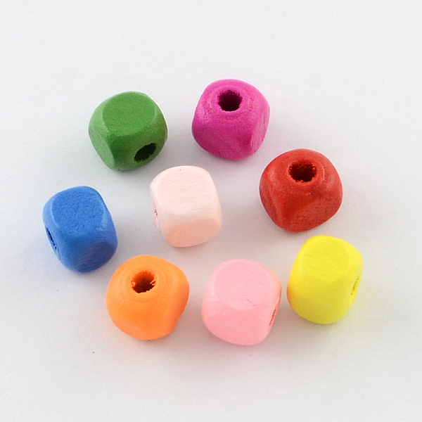 

PandaHall Dyed Natural Wood Beads, Cube, Mixed Color, 8x8x8mm, Hole: 3mm Wood Cube Multicolor