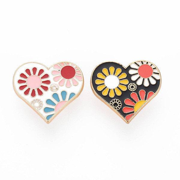

PandaHall 2Pcs 2 Color Heart Flower Enamel Pins, Alloy Brooches for Backpack Clothes, Light Gold, Nickel Free & Lead Free, Mixed Color..., Multicolor