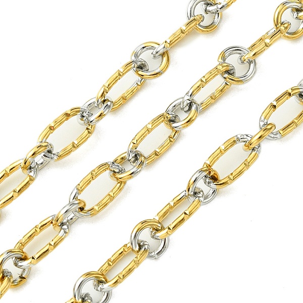 

PandaHall Ion Plating(IP) 304 Stainless Steel Chains, Unwelded, with Spool, Golden & Stainless Steel Color, 12x6.5x1.5mm 304 Stainless Steel