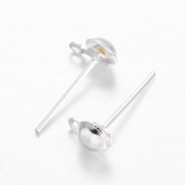 

PandaHall Brass Stud Earring Findings, with Loop, Silver Color Plated, 6.5x4mm, Hole: 1mm, Pin: 0.8mm Brass Others