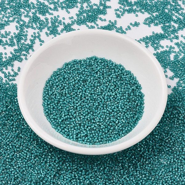 

PandaHall MIYUKI Delica Beads, Cylinder, Japanese Seed Beads, 11/0, (DB1782) White Lined Teal AB, 1.3x1.6mm, Hole: 0.8mm, about 10000pcs/bag..., Cyan