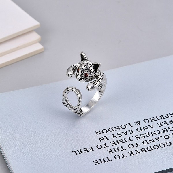 

PandaHall Adjustable Brass Cuff Finger Rings, Cat, Antique Silver, Inner Diameter: 17mm Brass