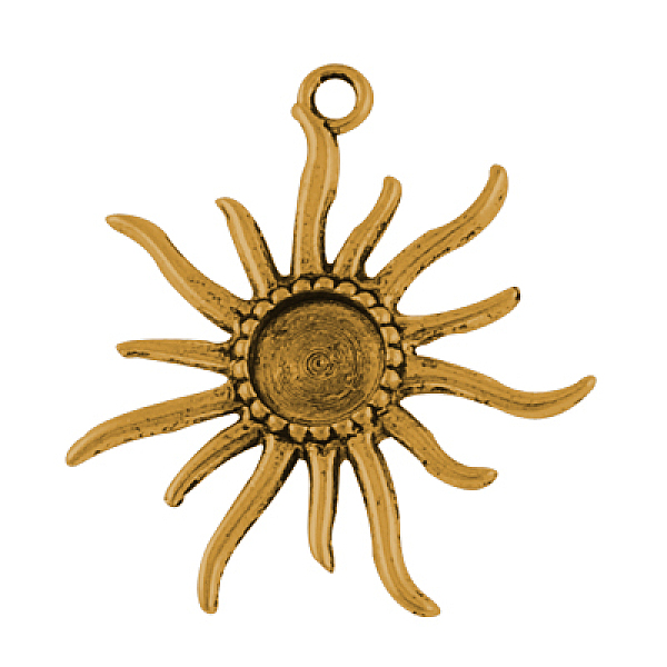 

PandaHall Tibetan Alloy Flower Pendant Cabochon Bezel Settings, Lead Free & Cadmium Free & Nickel Free, Antique Golden, 50x47x3mm, Hole: 4mm...