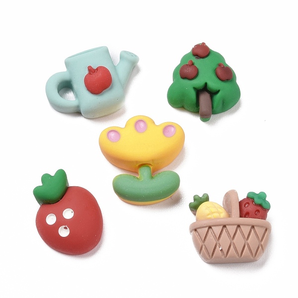 

PandaHall Farm Theme Opaque Resin Cabochons, Tree & Flower & Strawberry & Basket with Fruit & Watering Can, Mixed Color, 15~18x14~21.5x7~9mm..., Multicolor