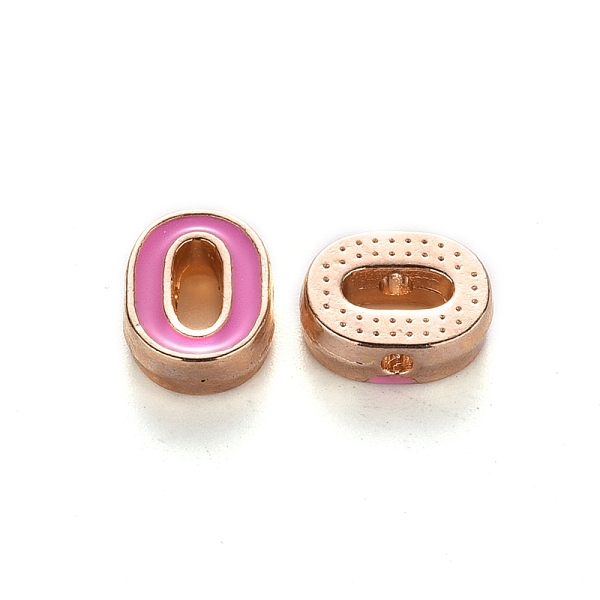 

PandaHall Alloy Enamel Beads, Number, Cadmium Free & Lead Free, Light Gold, Hot Pink, Num.0, 10x7.5x3mm, Hole: 1.5mm Alloy+Enamel Number