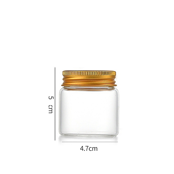 

PandaHall Column Glass Screw Top Bead Storage Tubes, Clear Glass Bottles with Aluminum Lips, Golden, 4.7x5cm, Capacity: 50ml(1.69fl. oz)...