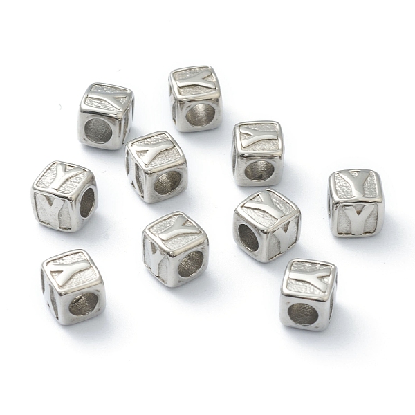 

PandaHall 304 Stainless Steel European Beads, Large Hole Beads, Horizontal Hole, Cube with Letter, Stainless Steel Color, Letter.Y, 8x8x8mm...
