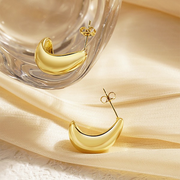 

PandaHall 304 Stainless Steel Teardrop Stud Earrings, Golden, 20x26mm Stainless Steel Teardrop