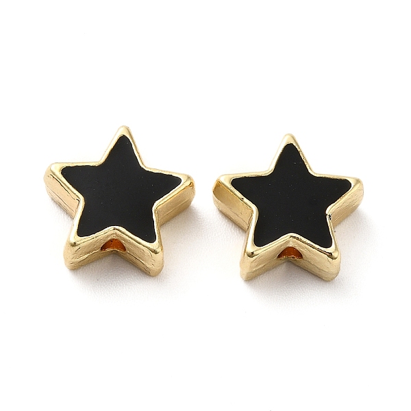 

PandaHall Rack Plating Alloy Enamel Beads, Star, Golden, Black, 11x11x5mm, Hole: 1.6mm Alloy+Enamel Star Black