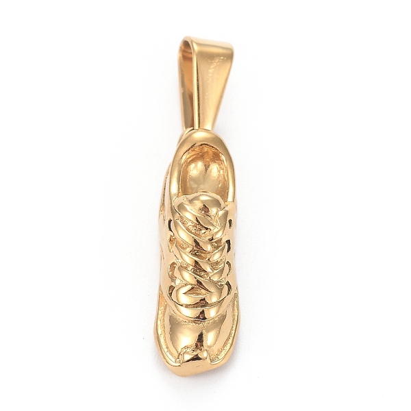

PandaHall 304 Stainless Steel Pendants, Football Boots, Golden, 22x7x7mm, Hole: 7.5x3.5mm. 304 Stainless Steel Shoes