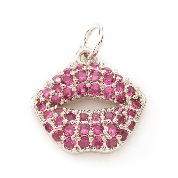 

PandaHall Brass Micro Pave Cubic Zirconia Charms, Makeup Charms, with Jump Rings, Lip, Fuchsia, Platinum, 11x11.5x3mm, Jump Ring: 4x0.5mm..., Pink