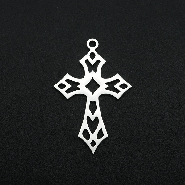 

PandaHall 201 Stainless Steel Pendants, Laser Cut, Hollow, Cross, Stainless Steel Color, 29.5x19x1mm, Hole: 1.6mm 201 Stainless Steel Cross