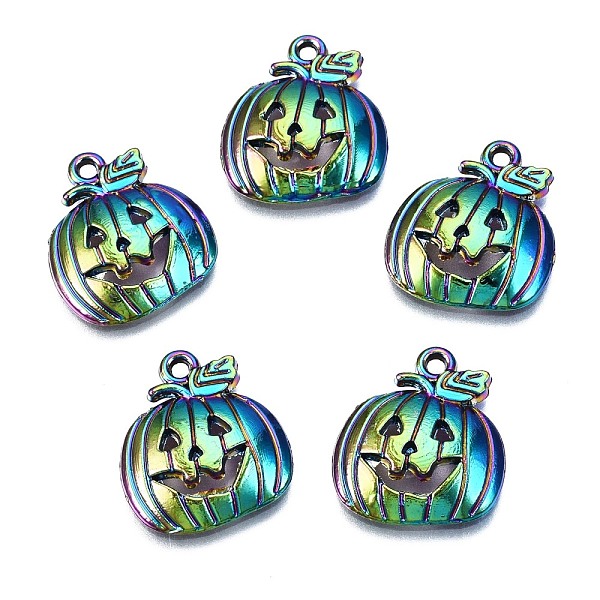 

PandaHall Alloy Pendants, Cadmium Free & Nickel Free & Lead Free, Halloween, Pumpkin, Rainbow Color, 18.5x16x3.5mm, Hole: 1.6mm Alloy...