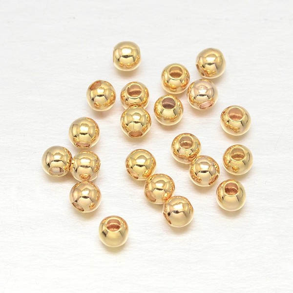 

PandaHall Real 18K Gold Plated Brass Round Spacer Beads, Lead Free & Cadmium Free & Nickel Free, 2.5mm, Hole: 0.5mm Brass Round