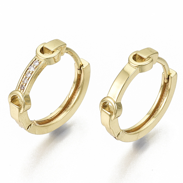 

PandaHall Brass Micro Pave Clear Cubic Zirconia Huggie Hoop Earrings, Nickel Free, Ring, Real 18K Gold Plated, 18x4mm, Pin: 1x1.5mm Brass...