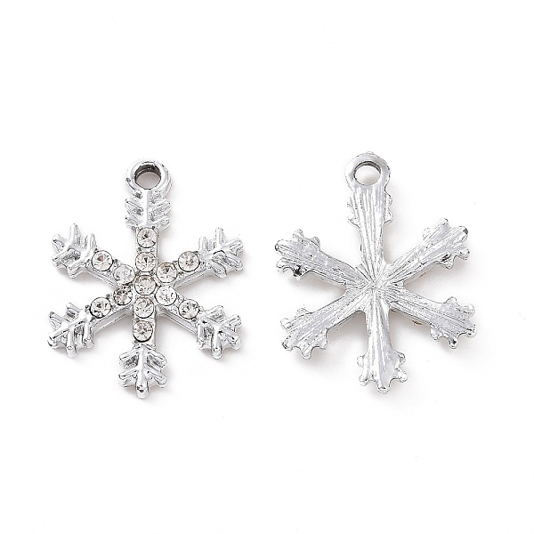 

PandaHall Alloy Crystal Rhinestone Pendants, Christmas Snowflake Charms, Platinum, 21.5x16x2mm, Hole: 1.8mm Alloy+Rhinestone Snowflake Clear