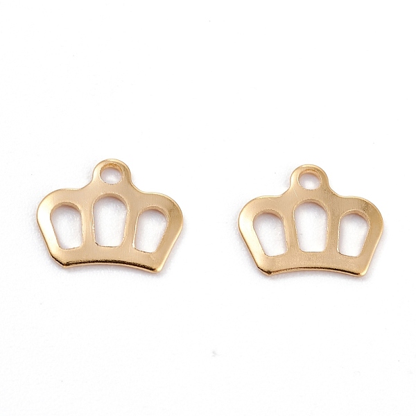 

PandaHall 201 Stainless Steel Charms, Laser Cut, Hollow, Crown, Real 18k Gold Plated, 8x10x0.8mm, Hole: 1.4mm 201 Stainless Steel Crown