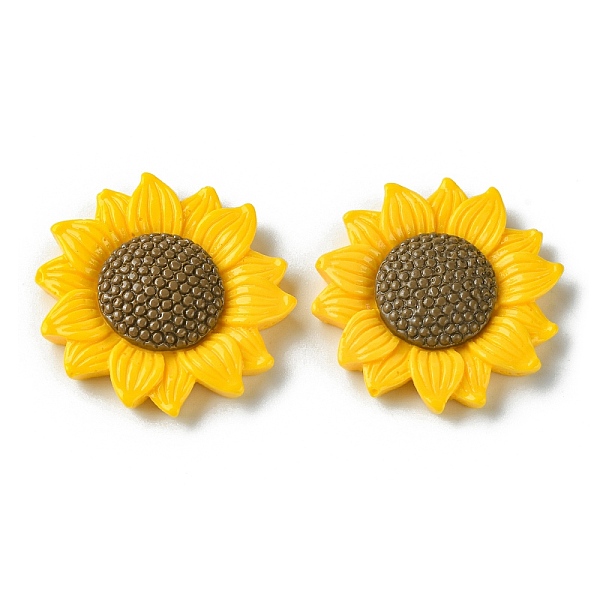 

PandaHall Opaque Resin Cabochons, Sunflower, Gold, 6x30mm Resin Flower Gold