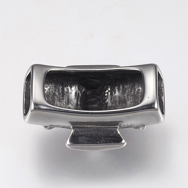 

PandaHall 304 Stainless Steel Slide Charms, Rectangle with Skull, Antique Silver, 26.5x38x16mm, Hole: 6x12.5mm 304 Stainless Steel Rectangle