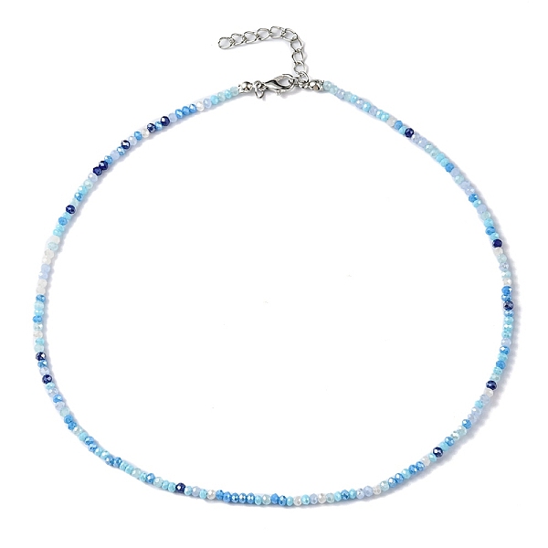 

PandaHall Bling Glass Beaded Necklace for Women, Blue, 16.93 inch(43cm) Glass Blue