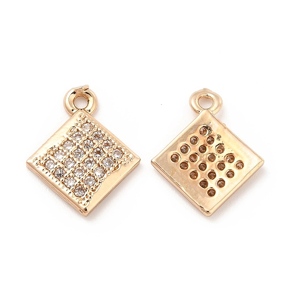 

PandaHall Brass Micro Pave Cubic Zirconia Charms, Rhombus Charm, Light Gold, Clear, 14x11.5x2mm, Hole: 1.2mm Brass+Cubic Zirconia Rhombus...