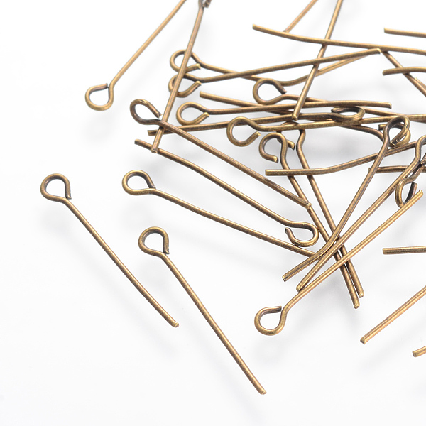 

PandaHall Jewelry Findings, Cadmium Free & Lead Free, Iron Eye Pin, Antique Bronze, 35x0.7mm, about 680pcs/100g Iron