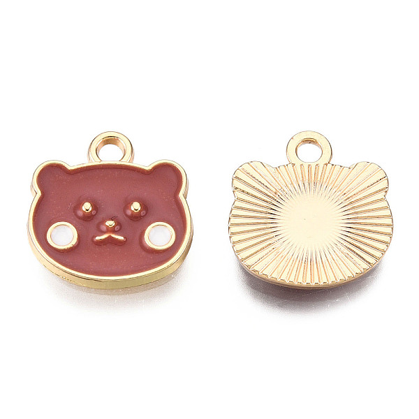 

PandaHall Alloy Charms, with Enamel, Light Gold, Bear, Sienna, 14x14x2mm, Hole: 2mm Alloy+Enamel Bear Brown