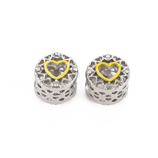 

PandaHall Rack Plating Alloy Enamel European Beads, with Crystal Rhinestone, Large Hole Beads, Cadmium Free & Nickel Free & Lead Free, Flat..., Yellow