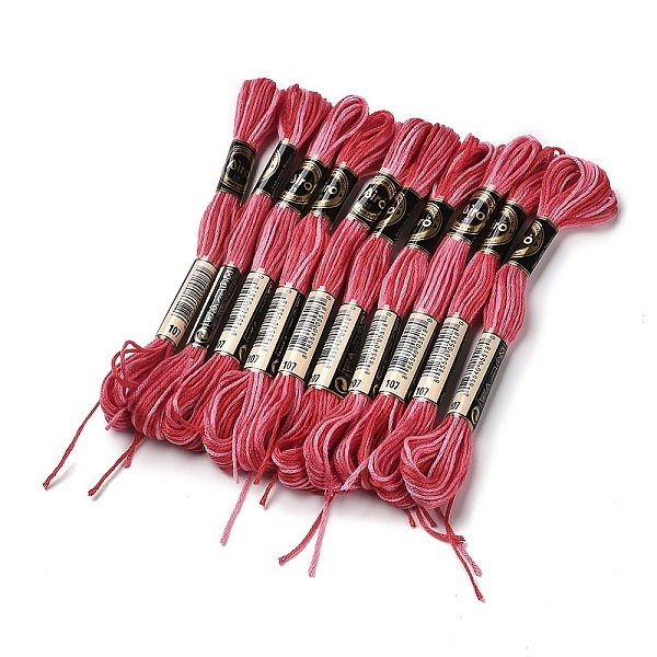 

PandaHall 10 Skeins 6-Ply Polyester Embroidery Floss, Cross Stitch Threads, Segment Dyed, Cerise, 0.5mm, about 8.75 Yards(8m)/skein..., Red