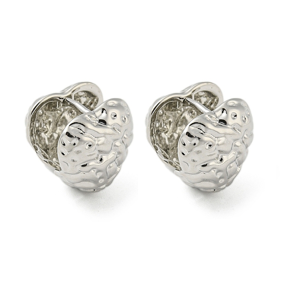 

PandaHall Textured Heart Rack Plating Brass Hoop Earrings, Cadmium Free & Lead Free, Platinum, 15x16x15mm Brass Heart