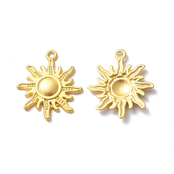 

PandaHall Rack Plating Alloy Pendants, Cadmium Free & Lead Free & Nickle Free, Sun Charm, Matte Gold Color, 28.5x24.5x2mm, Hole: 1.8mm Alloy...